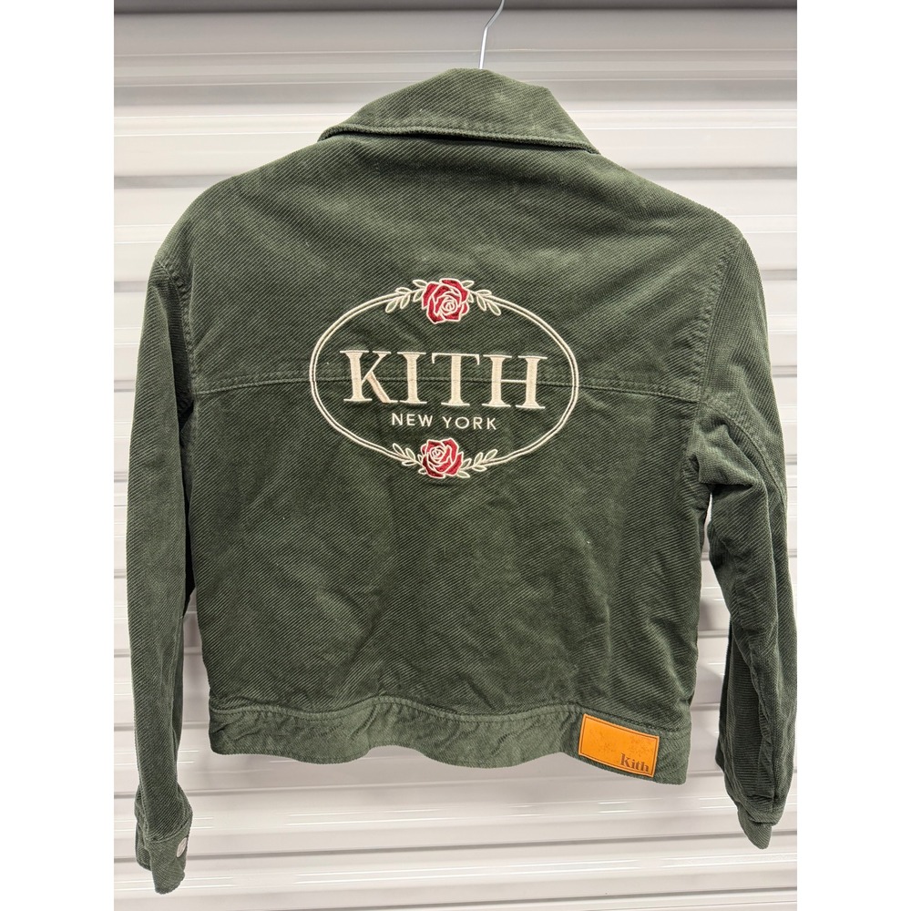 Kith New York Embroidered Rose Corduroy Trucker Jacket Green KHK010132